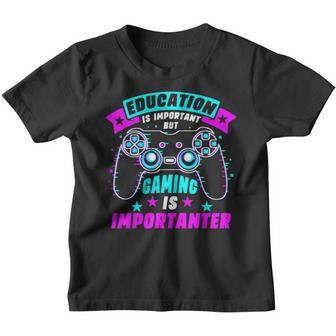 Funny Education Is Important But Gaming Is Importanter Gamer V5 Youth T-shirt - Seseable