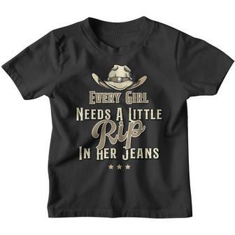 Funny Every Girl Needs A Little Rip In Her Jeans Youth T-shirt - Thegiftio UK