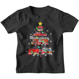 Funny Firefighter Fire Truck Christmas Tree Xmas V2 Youth T-shirt - Thegiftio UK