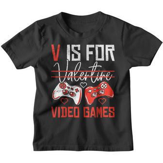 Funny Gamer Valentines Day Boys V Is For Video Games V2 Youth T-shirt - Thegiftio UK