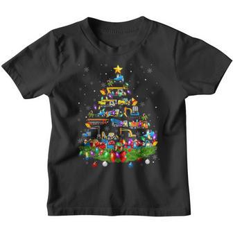 Funny Garbage Truck Christmas Tree Lights Xmas Kids Youth T-shirt - Thegiftio UK