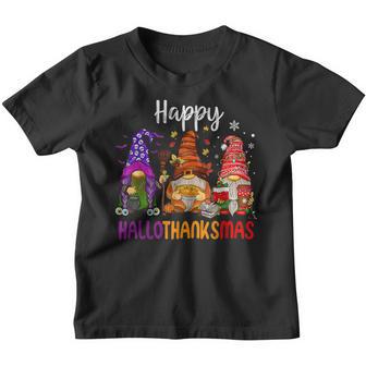 Funny Gnomes Lover Halloween Christmas Happy Hallothanksmas Youth T-shirt - Thegiftio UK