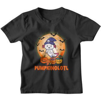 Funny Halloween Axolotl Witch Pumpkin Orange Pumpkinolotl Youth T-shirt - Thegiftio UK