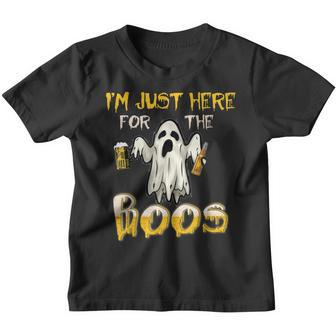 Funny Halloween Im Just Here For The Boos Costume Ghost Youth T-shirt - Thegiftio UK
