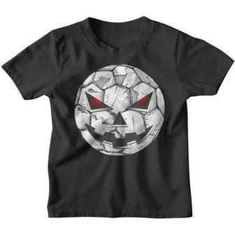 Funny Halloween Soccer Ball With A Pumpkin Face On It Soccer Youth T-shirt - Thegiftio UK
