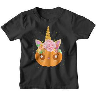 Funny Halloween Thanksgiving 2022 Cute Unicorn Pumpkin Girls Youth T-shirt - Thegiftio UK
