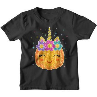 Funny Halloween Thanksgiving Cute Unicorn Pumpkin Costume V2 Youth T-shirt - Thegiftio UK