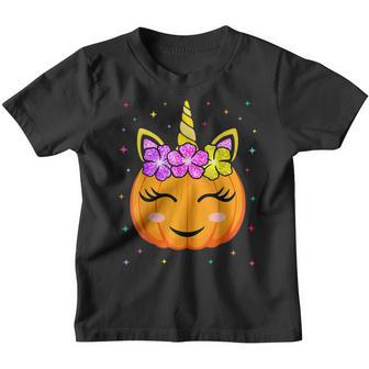 Funny Halloween Thanksgiving Cute Unicorn Pumpkin Costume Youth T-shirt - Thegiftio UK