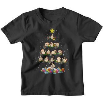 Funny Hand Christmas Tree Ornaments Xmas Pajama Funny Gifts Youth T-shirt - Thegiftio UK