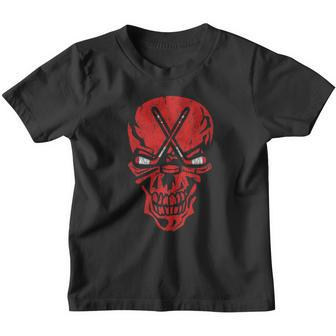 Funny Hockey Player Halloween Skull Graphic Design - Hockey Youth T-shirt - Thegiftio UK