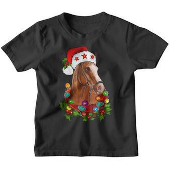 Funny Horse Santa Hat Lights Ornament Christmas 2022 Youth T-shirt - Thegiftio UK
