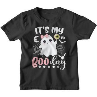 Funny Its My Boo Day Cute Halloween Birthday Ghost Pink Bow V2 Youth T-shirt - Thegiftio UK
