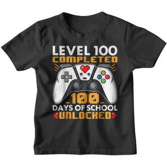 Funny Level 100 Completed 100 Days Of School Unlocked Youth T-shirt - Thegiftio UK
