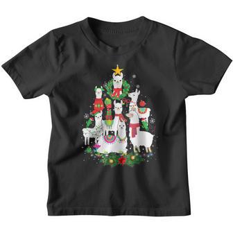 Funny Llama Christmas Tree Alpaca Xmas Lights Holiday Gifts V2 Youth T-shirt - Thegiftio UK