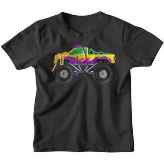 Funny Mardi Gras Monster Truck Beads Kids Boys Youth T-shirt - Thegiftio UK