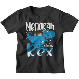 Funny Menorah Saurus Rex Hanukkah Dinosaur T Rex Boys Kids V2 Youth T-shirt - Thegiftio UK