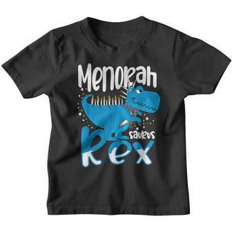 Funny Menorah Saurus Rex Hanukkah Dinosaur T Rex Boys Kids V4 Youth T-shirt - Thegiftio UK