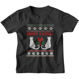 Funny Merry Catmas Ugly Christmas Sweater Gift Youth T-shirt - Monsterry DE