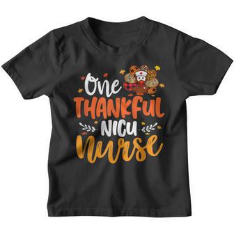 Funny One Thankful Nicu Nurse Turkey Leopard Plaid Youth T-shirt - Thegiftio UK