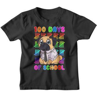 Funny Pug 100 Days Of School 100Th Day Of School Boys Girls Youth T-shirt - Thegiftio UK