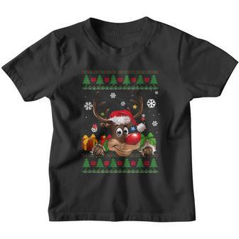 Funny Reindeer Lovers Santa Hat Ugly Christmas Sweater Cool Gift Youth T-shirt - Monsterry DE