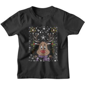 Funny Reindeer Xmas Deer Snowflakes Family Ugly Christmas Gift Youth T-shirt - Monsterry UK