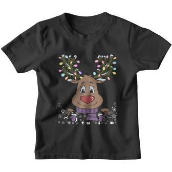 Funny Reindeer Xmas Lights Deer Retro Family Ugly Christmas Funny Gift Youth T-shirt - Monsterry DE