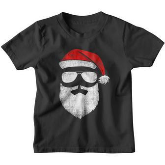 Funny Santa Claus Face Sunglasses With Hat Beard Christmas Tshirt Youth T-shirt - Monsterry