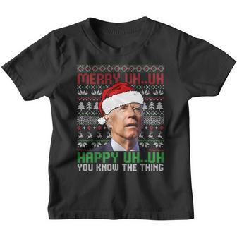 Funny Santa Joe Biden Merry Uh Uh Christmas Ugly Youth T-shirt - Thegiftio UK