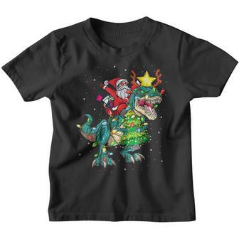 Funny Santa Riding Dinosaur T Rex Christmas Boy Men Kid Xmas Youth T-shirt - Thegiftio UK