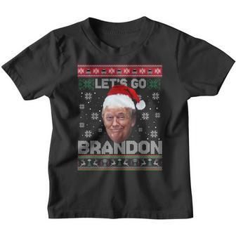 Funny Santa Trump Lets Go Brandon Ugly Christmas Sweater Youth T-shirt - Thegiftio UK