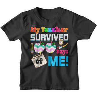 Funny School My Teacher Survived 100 Days Of Me Youth T-shirt - Thegiftio UK