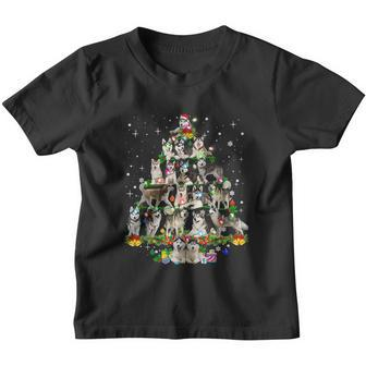 Funny Siberian Husky Christmas Tree Xmas Dog Dad Mom Tshirt V2 Youth T-shirt - Monsterry DE