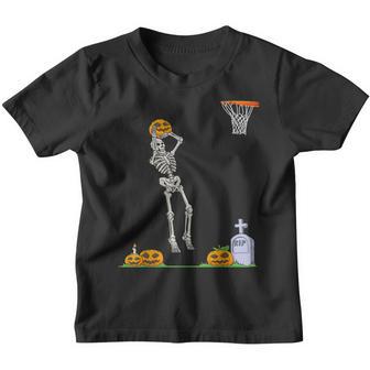 Funny Skeleton Basketball Halloween Pumpkin Youth T-shirt - Thegiftio UK
