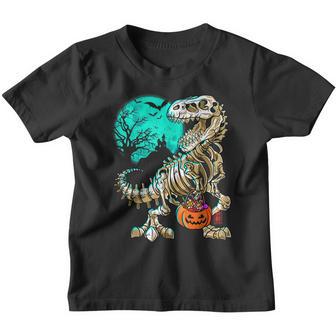Funny Skeleton T-Rex Halloween Boys Dino Kids Fossil Bones Youth T-shirt - Thegiftio UK