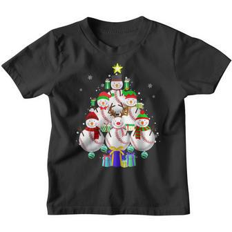 Funny Snowman Baseball Christmas Tree Ornaments Boys Men Youth T-shirt - Thegiftio UK