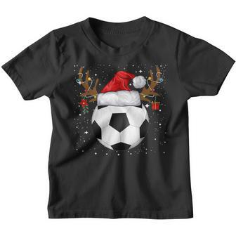 Funny Soccer Reindeer Santa Hat Christmas Holiday Gifts Youth T-shirt - Thegiftio UK