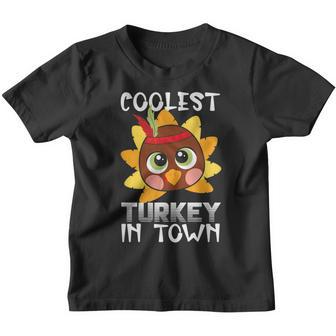 Funny Thanksgiving Day Boys Kids Girl Coolest Turkey In Town Youth T-shirt - Thegiftio UK