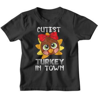 Funny Thanksgiving Day Boys Kids Girl Cutest Turkey In Town Youth T-shirt - Thegiftio UK