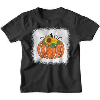 Funny Thanksgiving Orange Plaid Pumpkin Buffalo Women Girls Youth T-shirt - Thegiftio UK