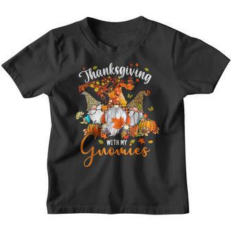 Funny Thanksgiving With My Gnomies Leopard Pumpkin Autumn Youth T-shirt - Thegiftio UK