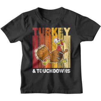Funny Turkey And Touchdowns Football Thanksgiving Men Women Youth T-shirt - Thegiftio UK