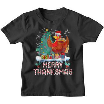 Funny Turkey Santa Merry Thanksmas Christmas Thanksgiving V2 Youth T-shirt - Thegiftio UK