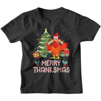 Funny Turkey Santa Merry Thanksmas Christmas Thanksgiving V6 Youth T-shirt - Thegiftio UK