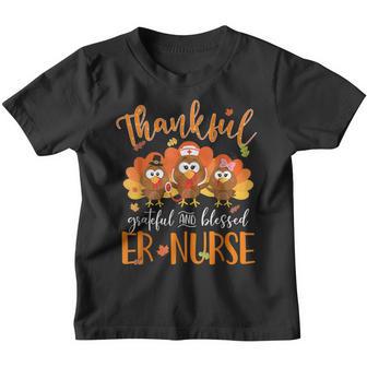 Funny Turkey Thanksgiving Fall Nurslife Thankful Er Nurse Youth T-shirt - Thegiftio UK