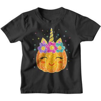 Funny Unicorn Pumpkin Halloween Gifts Cute Thanksgiving Girl V3 Youth T-shirt - Thegiftio UK