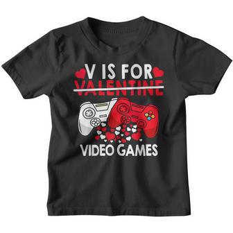 Funny V Is For Video Games Valentines Day Gamer Boy Girl Men V3 Youth T-shirt - Thegiftio UK