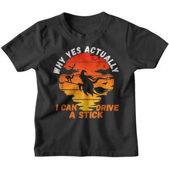 Funny Why Yes Actually I Can Drive A Stick Scary Halloween Youth T-shirt - Thegiftio UK