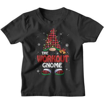 Funny Workout Gnome Buffalo Plaid Matching Family Christmas Youth T-shirt - Thegiftio UK