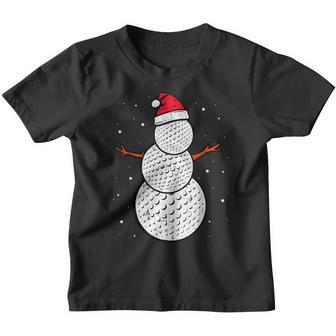 Funny Xmas Golf Ball For Boys Girls Christmas Snowman Golf Youth T-shirt - Seseable